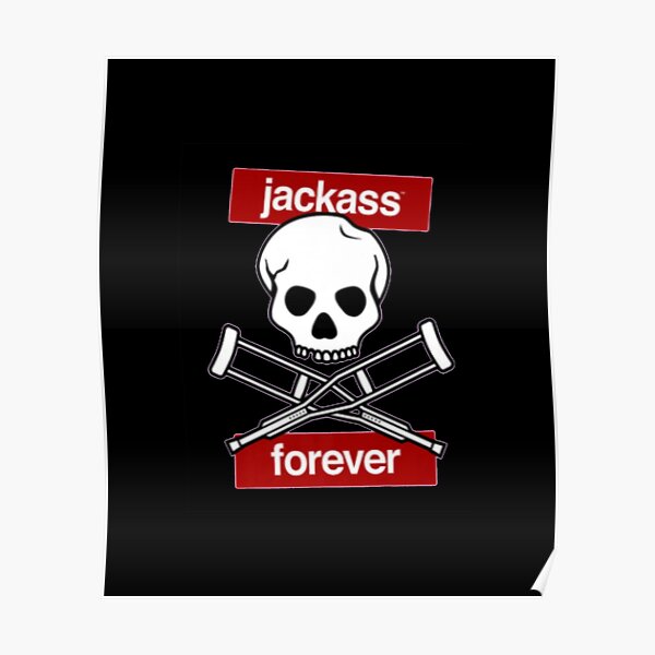 Jackass Forever - Jackass Red Skull And Crutches Warning Logo Poster RB1101 product Offical jackass 2 Merch