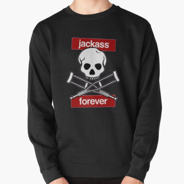 Jackass Forever - Jackass Red Skull And Crutches Warning Logo Pullover Sweatshirt RB1101 product Offical jackass 2 Merch